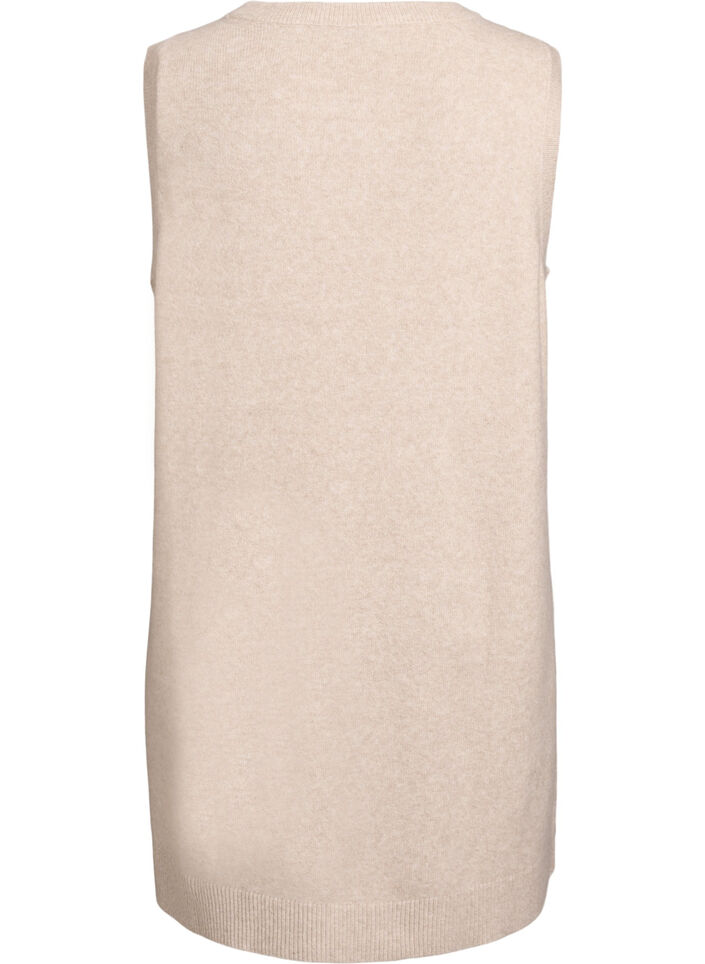 Kort strikkjole uden &aelig;rmer, Beige, Packshot image number 1
