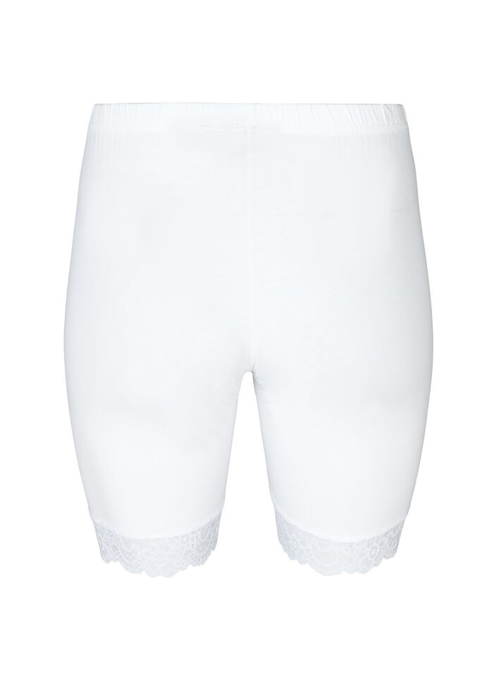 Cykelshorts med blondekant, Hvid, Packshot image number 1