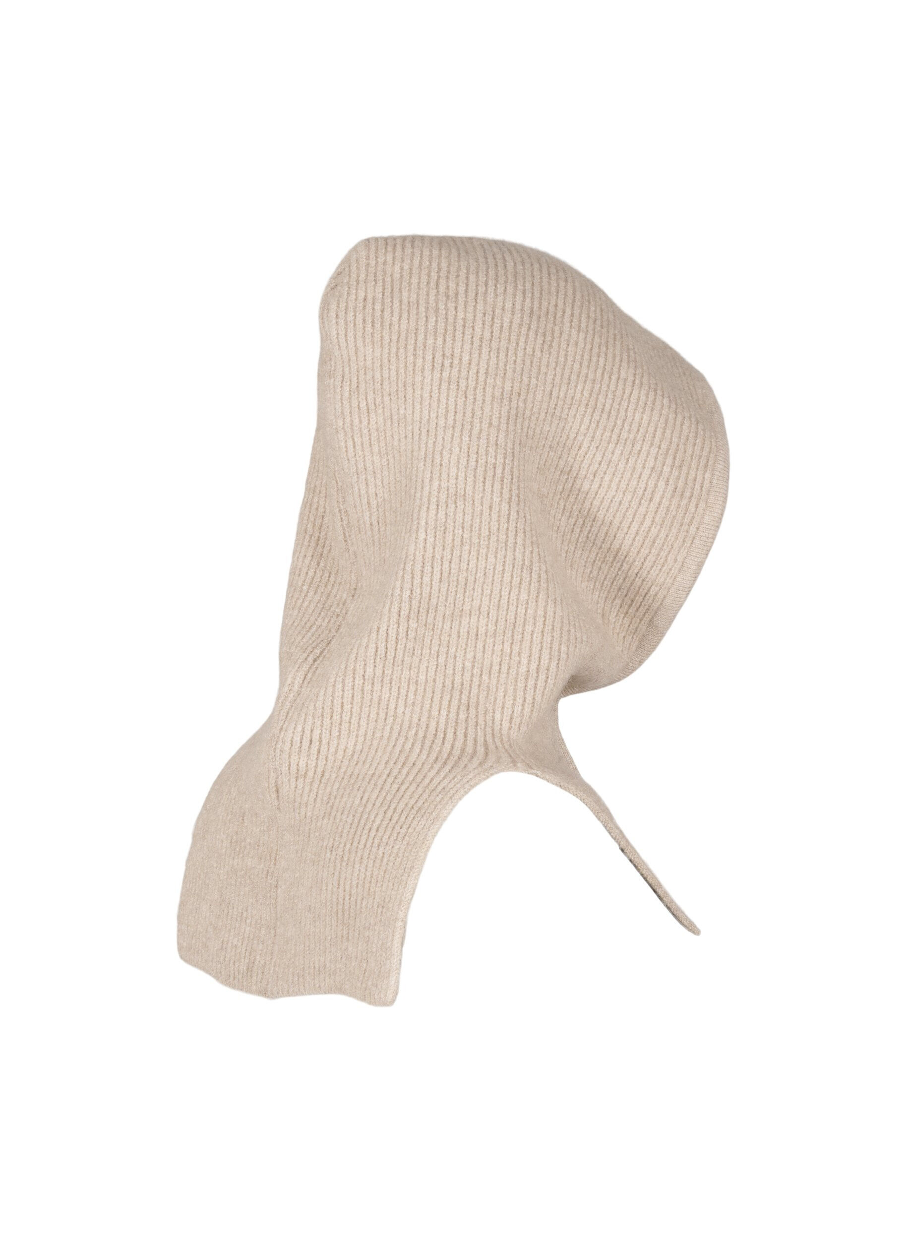 Zizzi Strikket balaclava med sn&oslash;rer, Beige, Packshot image number 3