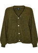 Cardigan med V-hals og ribstruktur, Gr&oslash;n, Packshot image number 0