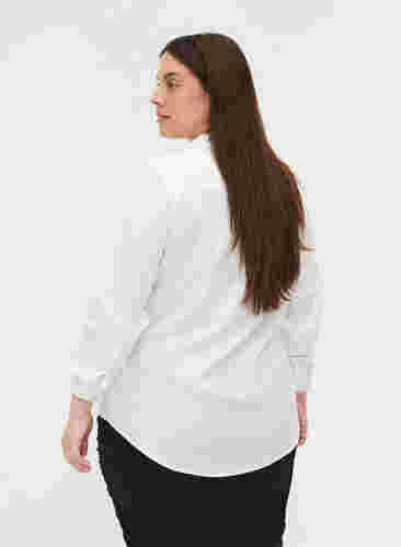 Økologisk bomulds skjorte med krave og knapper, White, Model image number 1