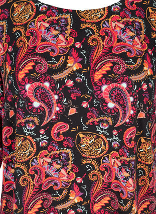 Printet bluse med blonderyg og 3/4 ærmer, Black/Multi Paisley, Packshot image number 2