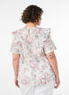 Bluse i bomuld med broderie anglaise og fl&aelig;ser, Lyser&oslash;d, Model image number 2
