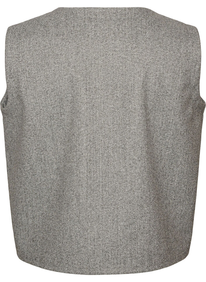 Vest med V-hals og knapper, Gr&aring;, Packshot image number 1