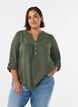 Bluse i bomuldsmusselin med broderi anglaise, Gr&oslash;n, Model image number 0
