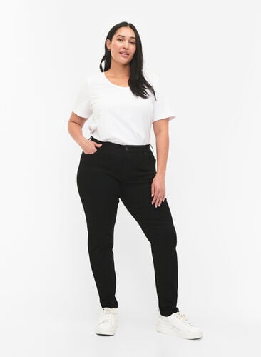 Slim fit Emily jeans med regulær talje, Black, Model image number 0