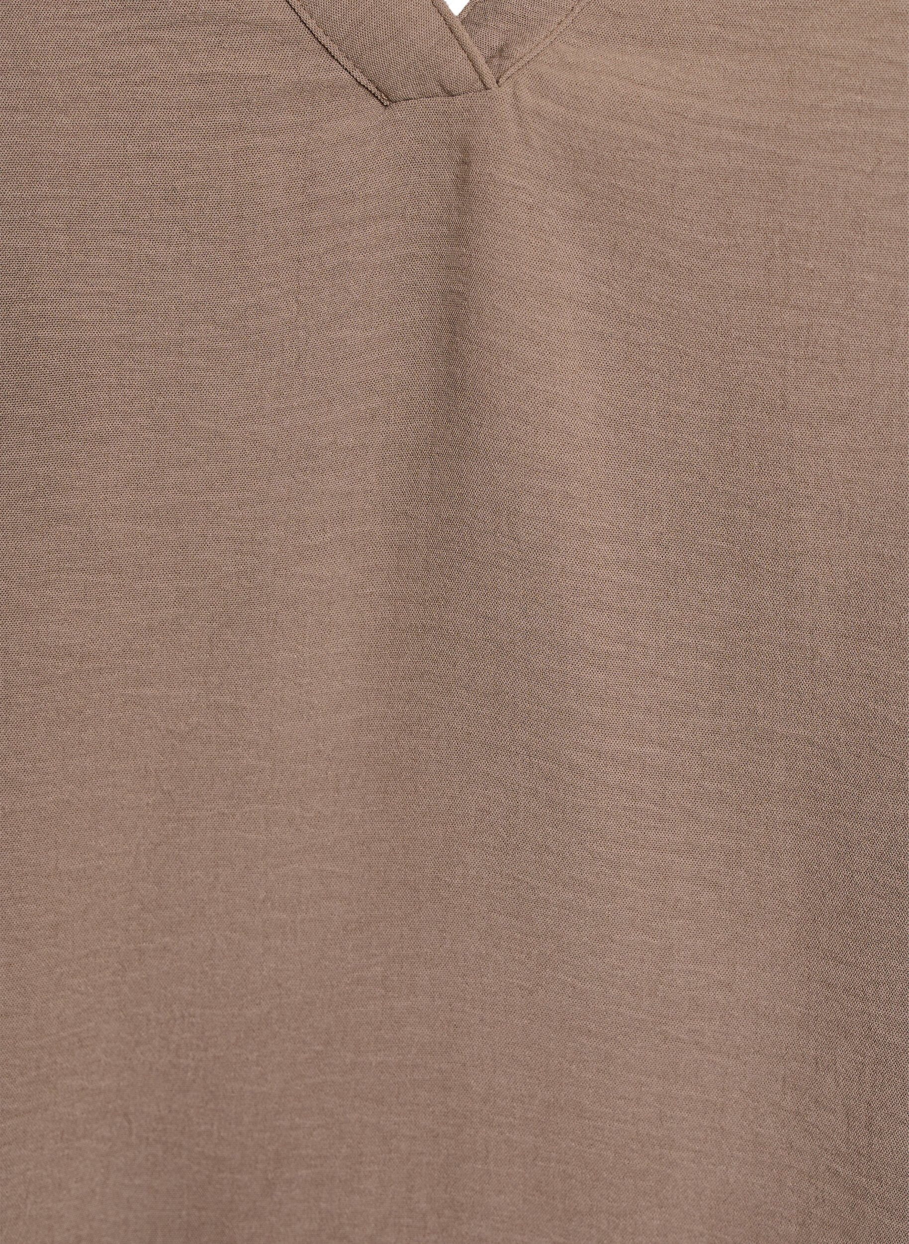 Zizzi&AElig;rmel&oslash;s top med rynkedetaljer, Brun, Packshot image number 2