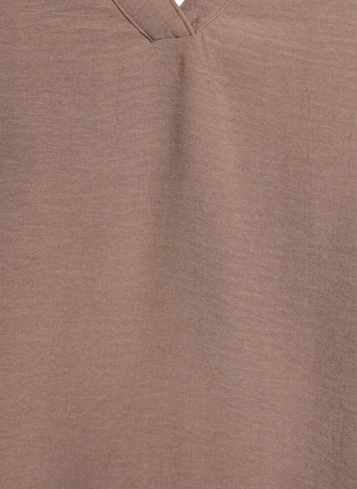 &AElig;rmel&oslash;s top med rynkedetaljer, Brun, Packshot image number 2