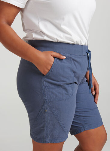 Løse shorts i bomuld, Vintage Indigo, Model image number 0