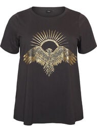 T-shirt i bomuld med print foran, Gr&aring;