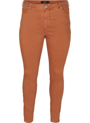 Højtaljede super slim Amy jeans, Brown ASS, Packshot image number 0