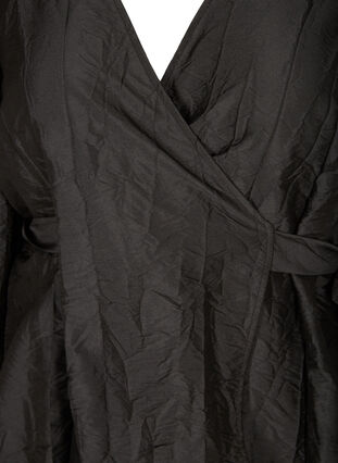 Langærmet wrapkjole, Black, Packshot image number 2