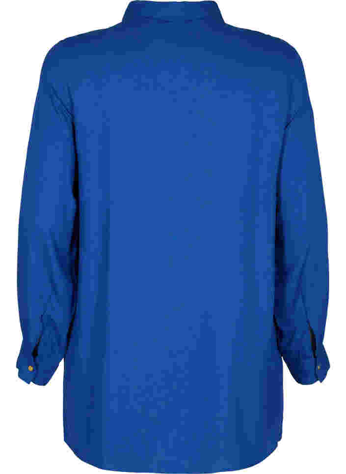 Langærmet viskose bluse med skjortekrave, Surf the web, Packshot image number 1