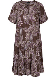 Kortærmet viskose kjole med print, Bracken Paisley