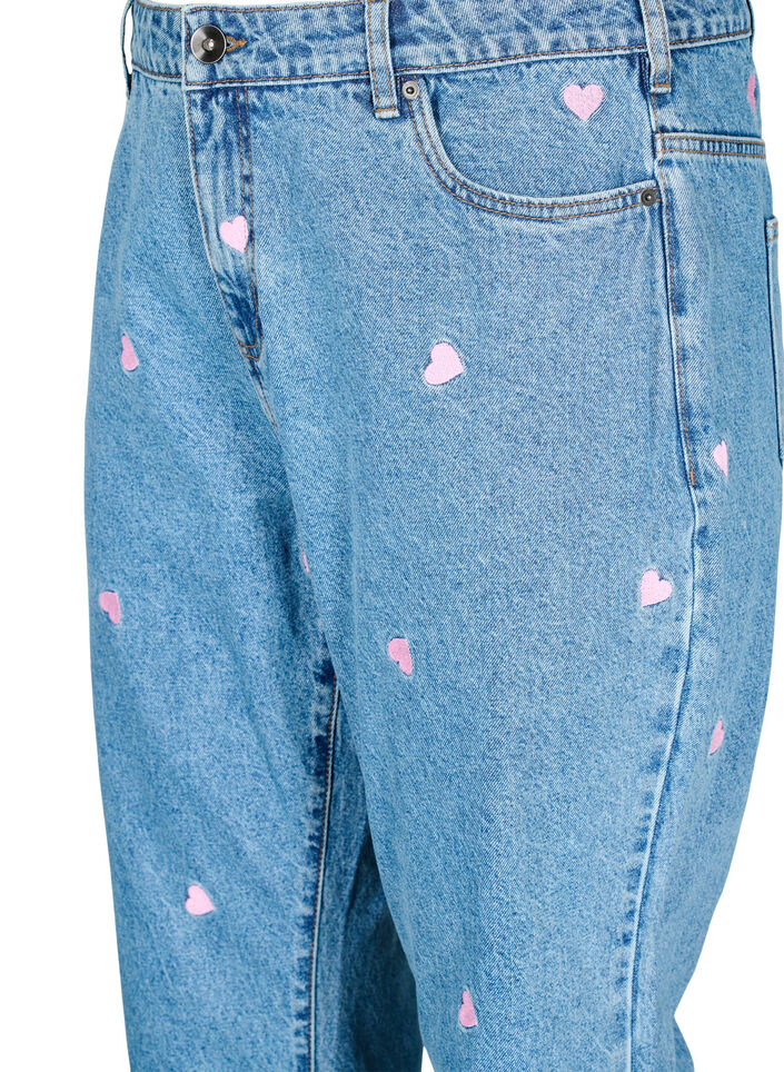 Højtaljede Gemma jeans med hjerter, Blå, Packshot image number 2