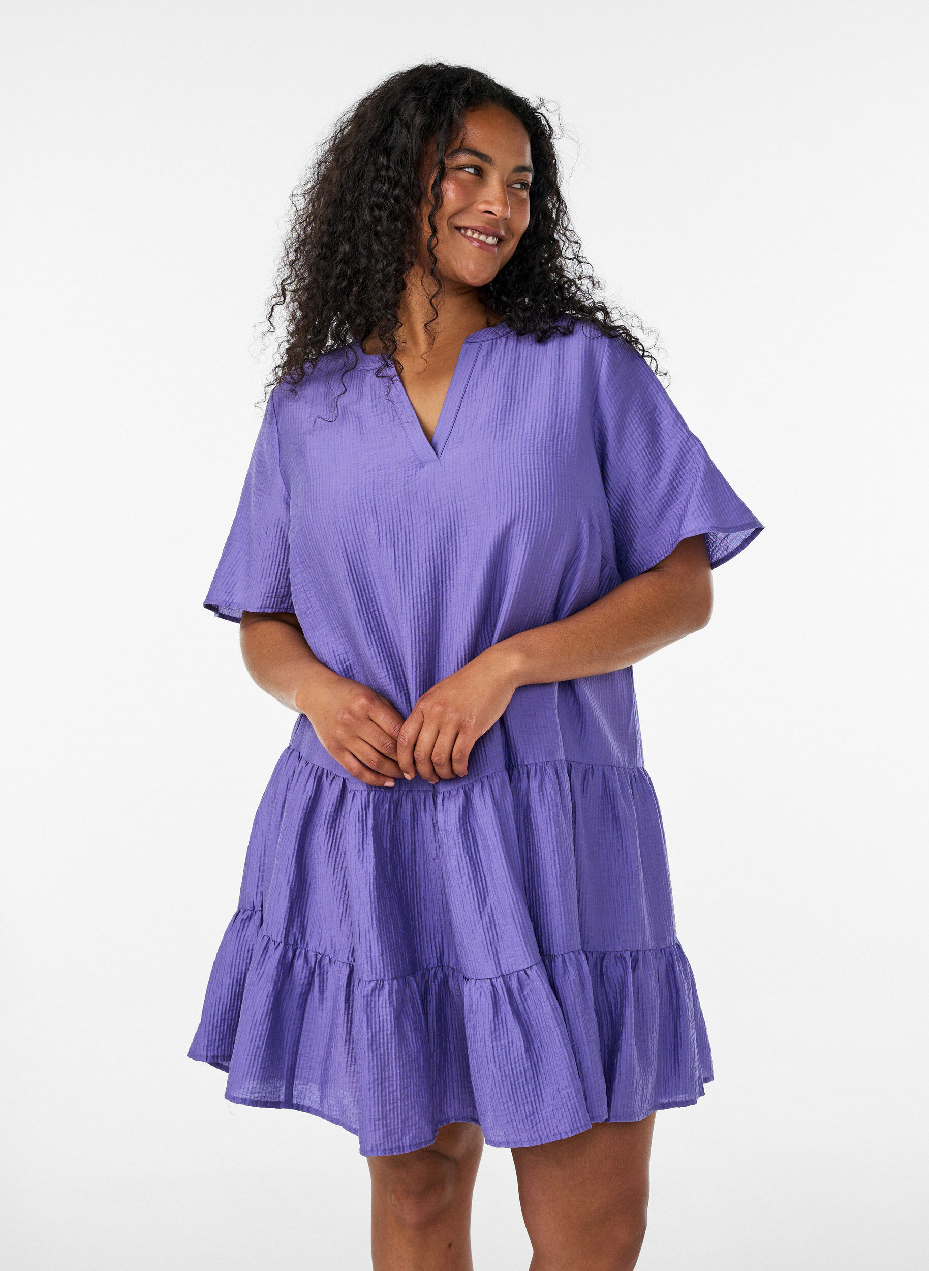 ZizziKjole med struktur og A-form, Lilla, Model image number 0