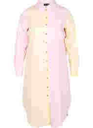 Lang bomuldsskjorte med color-block, Popcorn/Pink