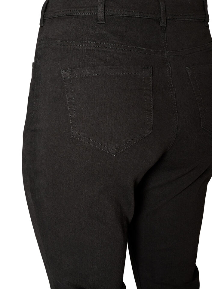 H&oslash;jtaljede jeans med bootcut, Sort, Packshot image number 3