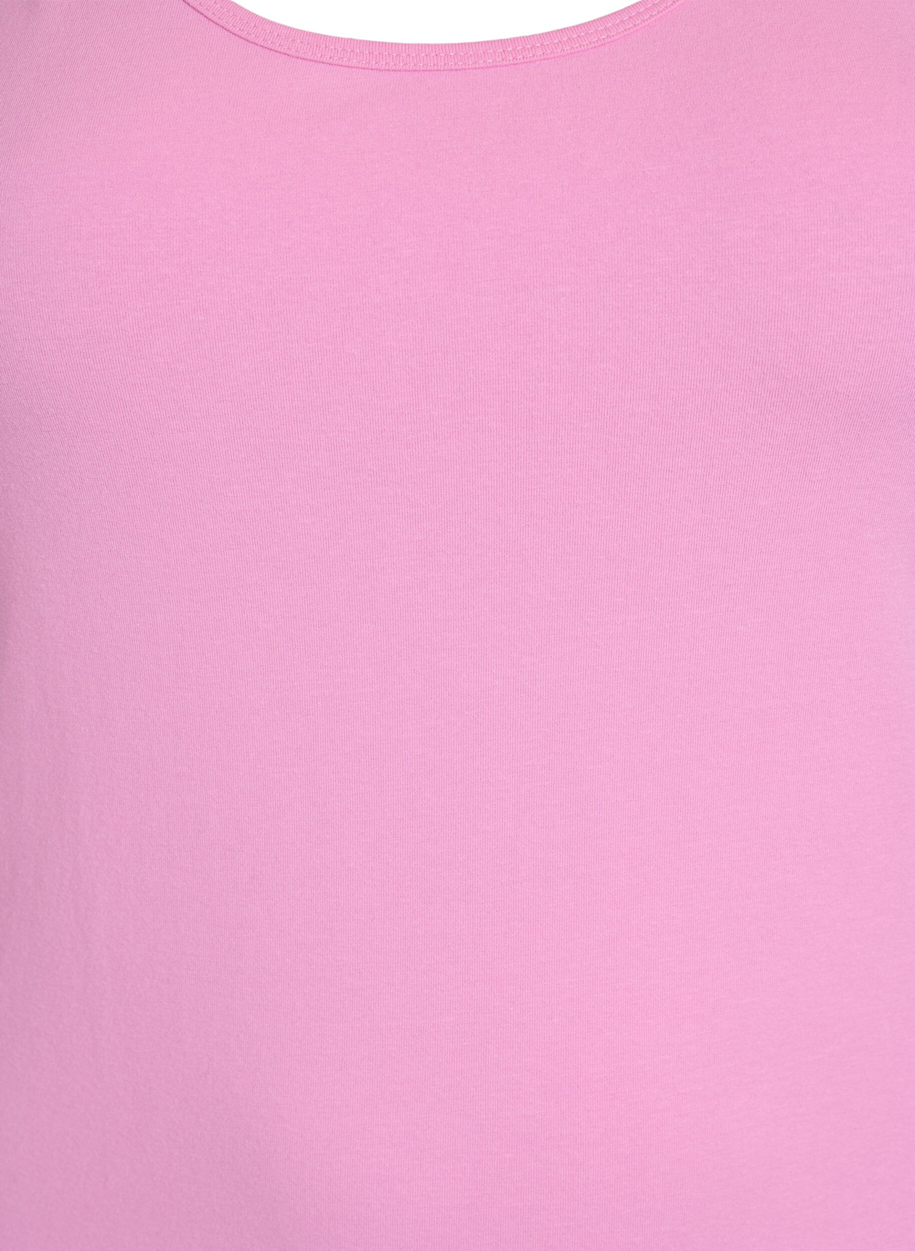 ZizziEnsfarvet basis top i bomuld, Lyser&oslash;d, Packshot image number 2