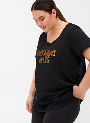 Trænings t-shirt med print, Black Swearing, Model image number 2
