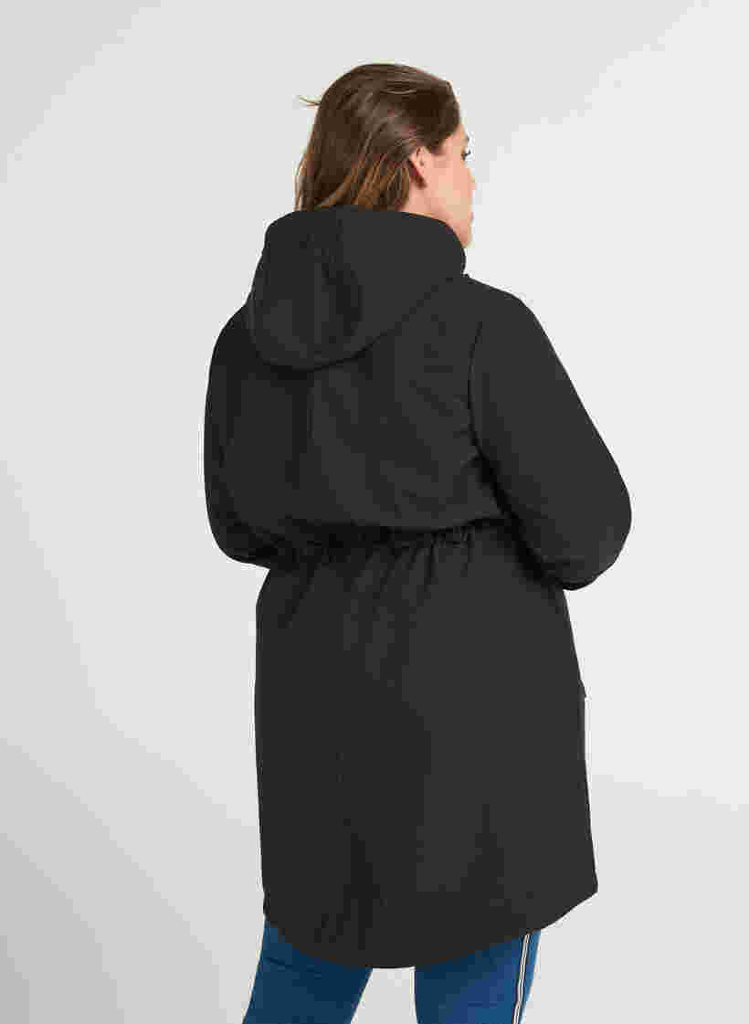 Softshell jakke med hætte, Black solid, Model image number 1