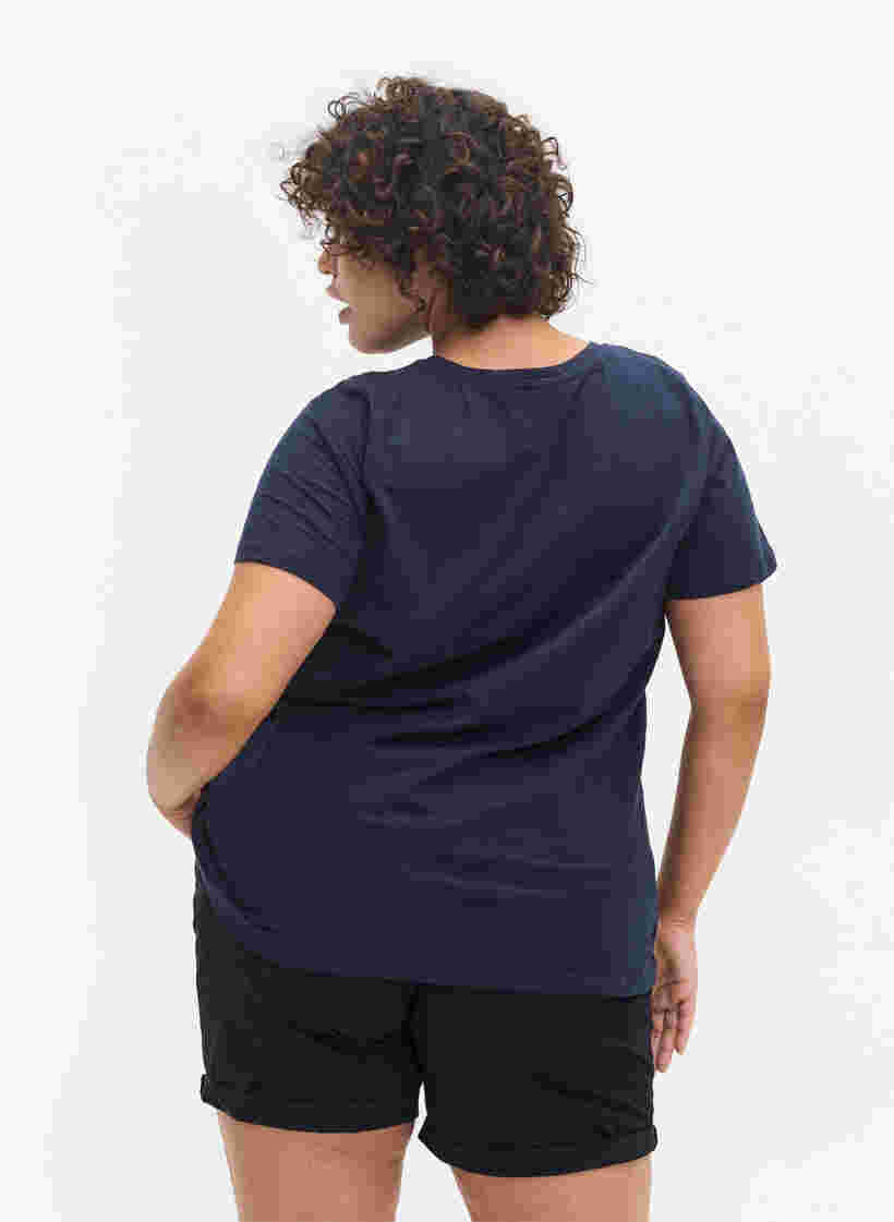 2-pak kortærmet t-shirt i bomuld, Navy B/Reseda, Model image number 1