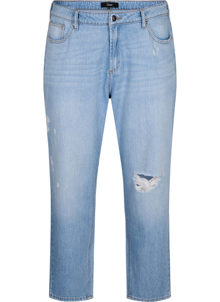 Mille mom fit jeans med sliddetaljer, Light Blue, Packshot image number 0