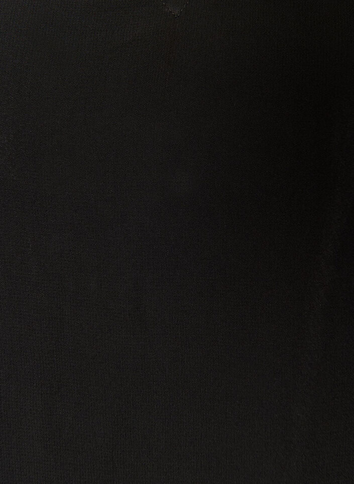 Viskosekjole med fl&aelig;ser og transparente &aelig;rmer, Sort, Packshot image number 2