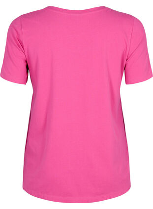 Ensfarvet basis t-shirt i bomuld, Raspberry Rose, Packshot image number 1