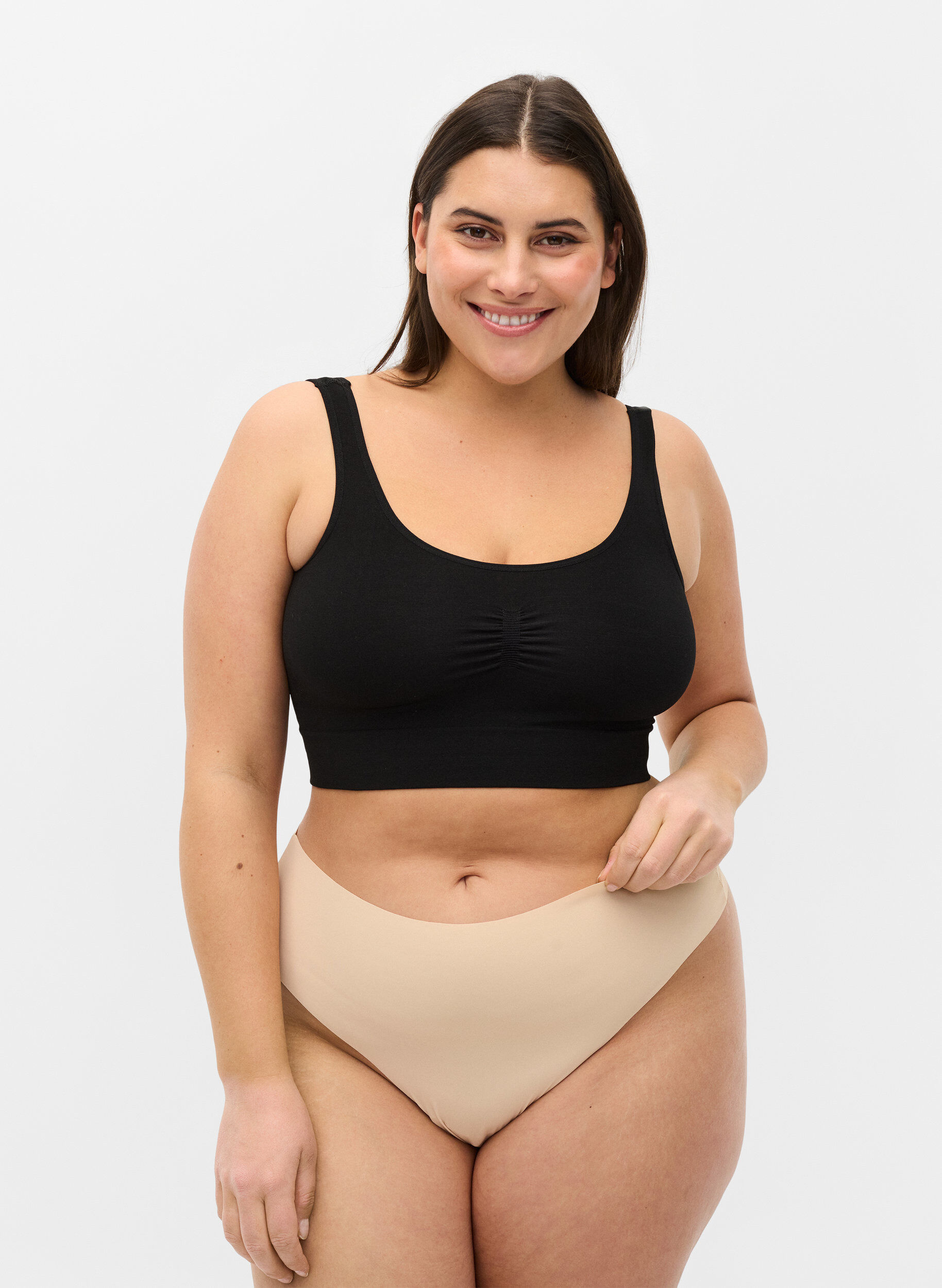 Zizzi 2-pak invisible g-streng, Beige, Model image number 0