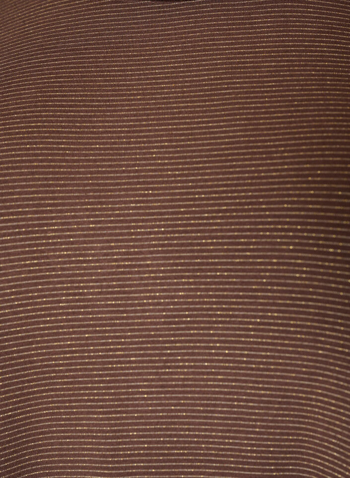 T-shirt i viskose med glimmerstriber, Brun, Packshot image number 2