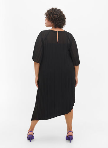 Kjole med 2/4 ærmer og a-shape, Black, Model image number 1