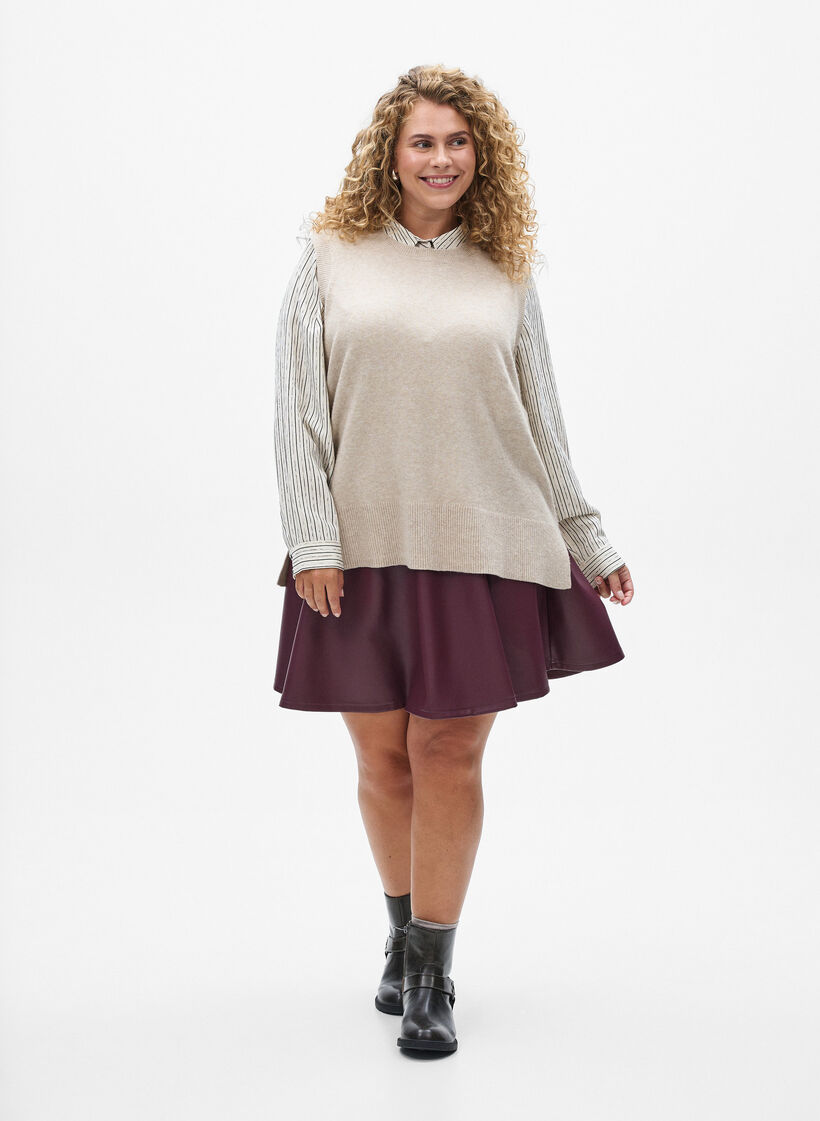 Strikvest med ribkanter, Beige, Model image number 1