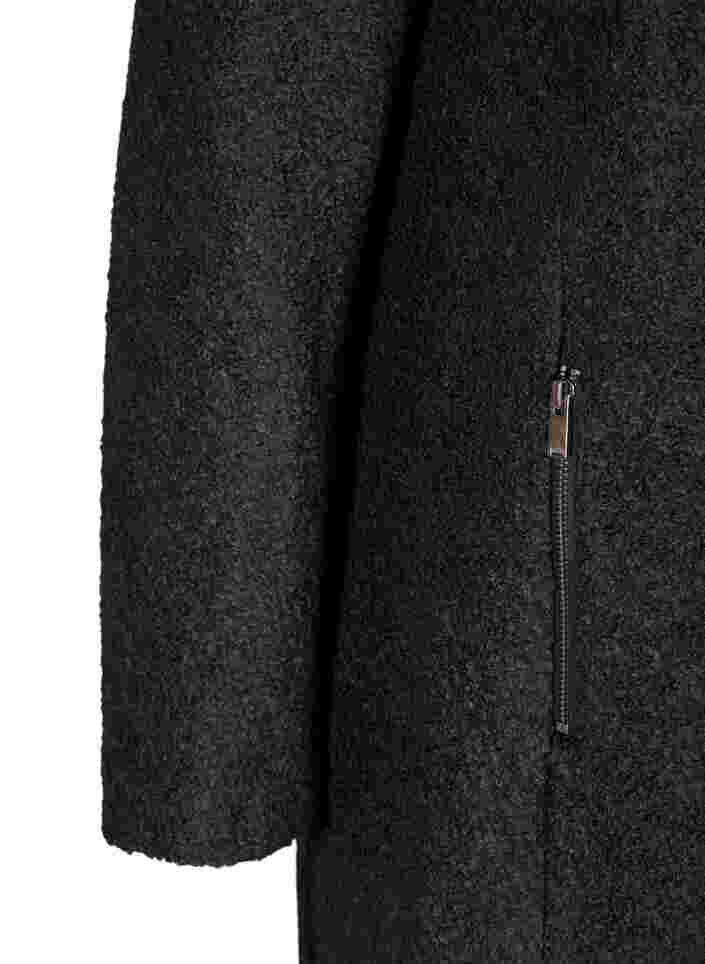 Frakke med uld og lynlås, Black, Packshot image number 3