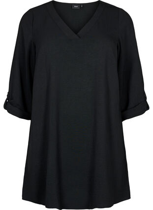 A-shape tunika med print, Black, Packshot image number 0