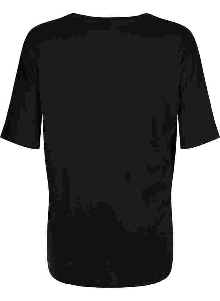 Bomulds t-shirt med tryk , Black/Dubarry, Packshot image number 1