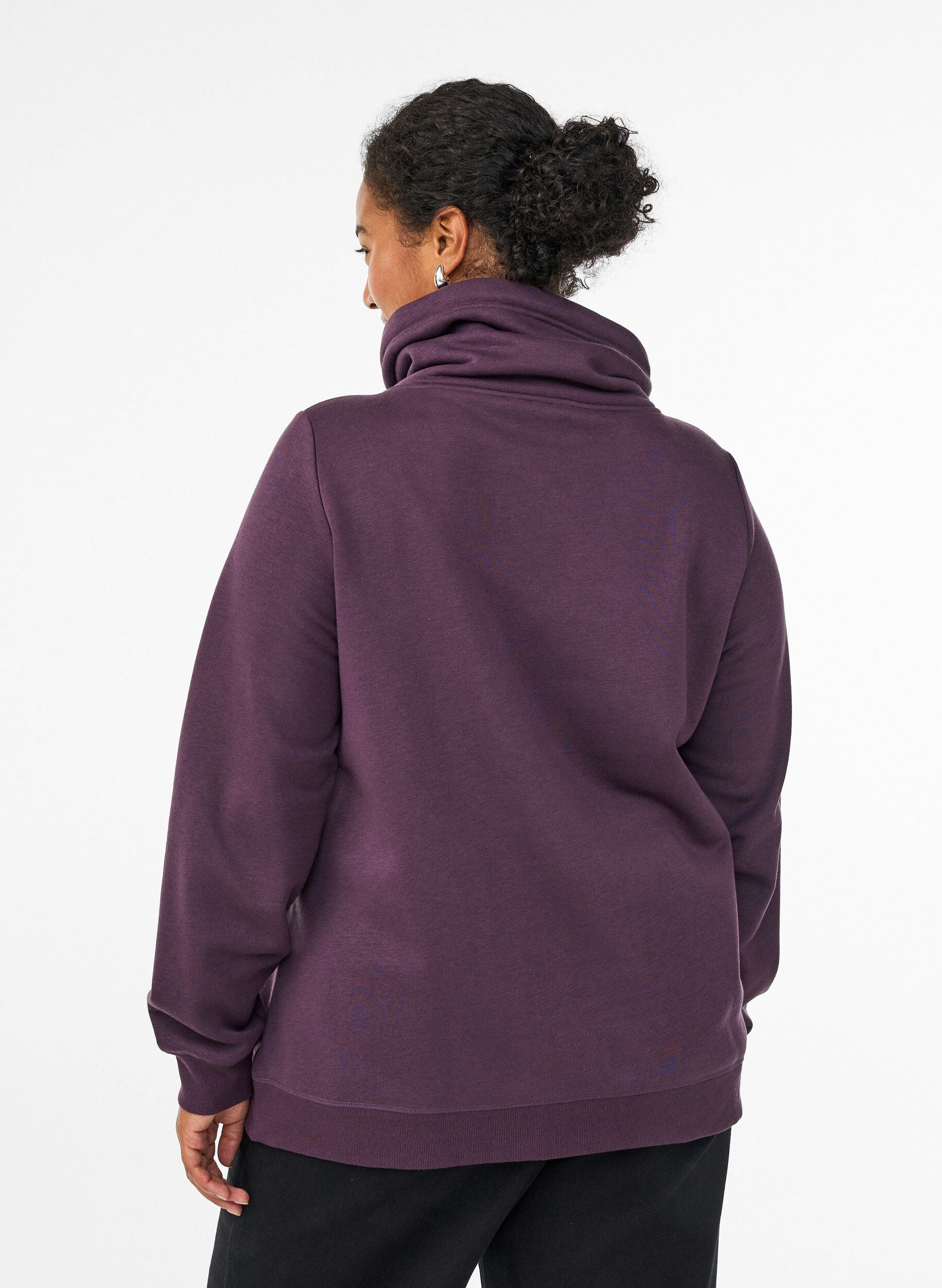 ZizziSweatshirt med h&oslash;j krave og lommer, Lilla, Model image number 2