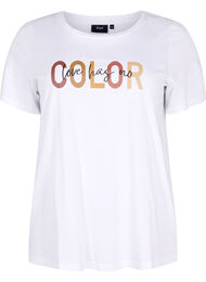 T-shirt i bomuld med print, Bright White COLOR