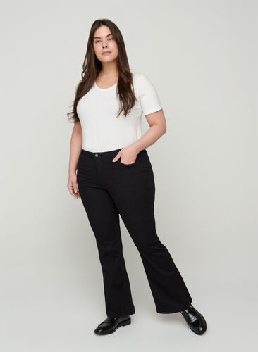 Ellen bootcut jeans med høj talje, Black, Model image number 0