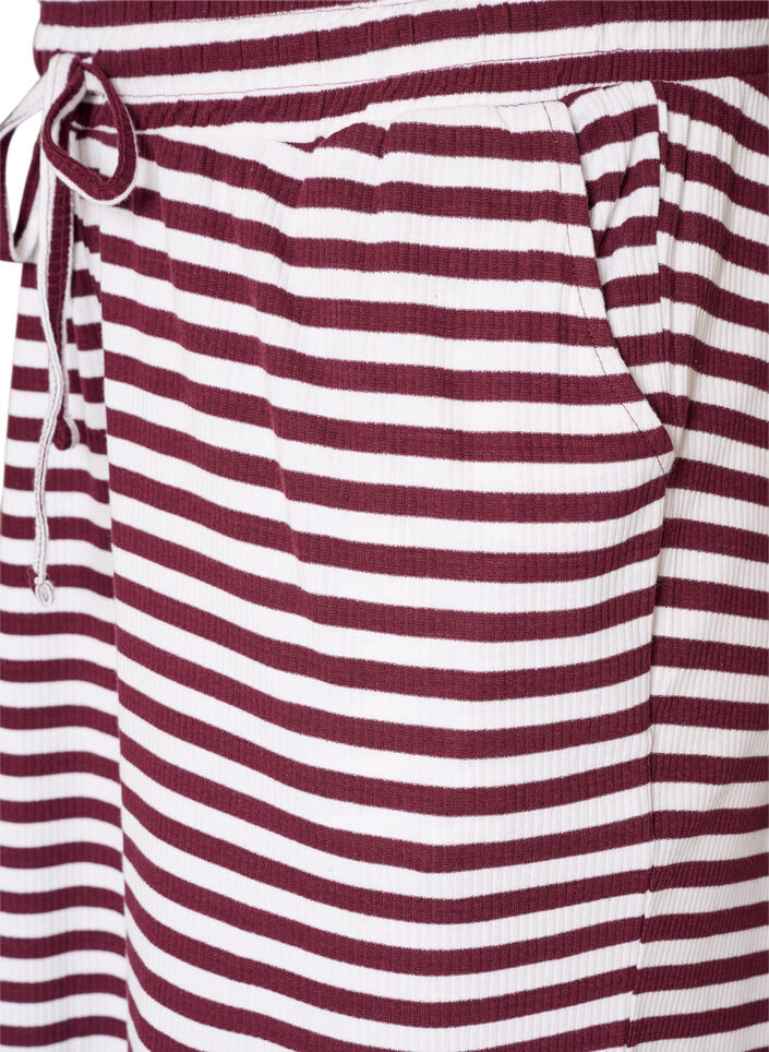 Stribede natbukser med h&oslash;j talje og brede ben, R&oslash;d, Packshot image number 2