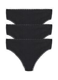 3-pak g-streng med blondekanter, Black