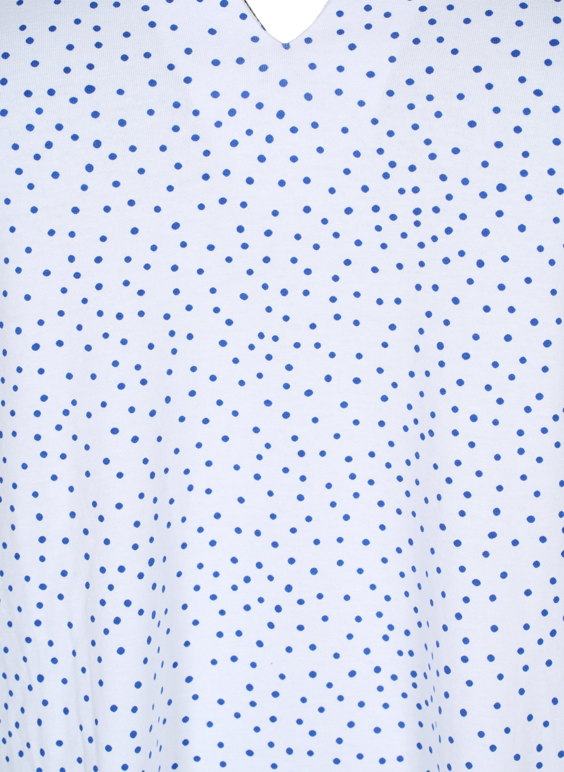 Zizzi Bomulds t-shirt med prikker og v-hals, B.White/S.T.W Dot, Packshot image number 2