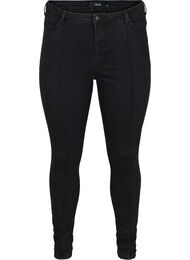 Super slim Amy jeans med piping, Black