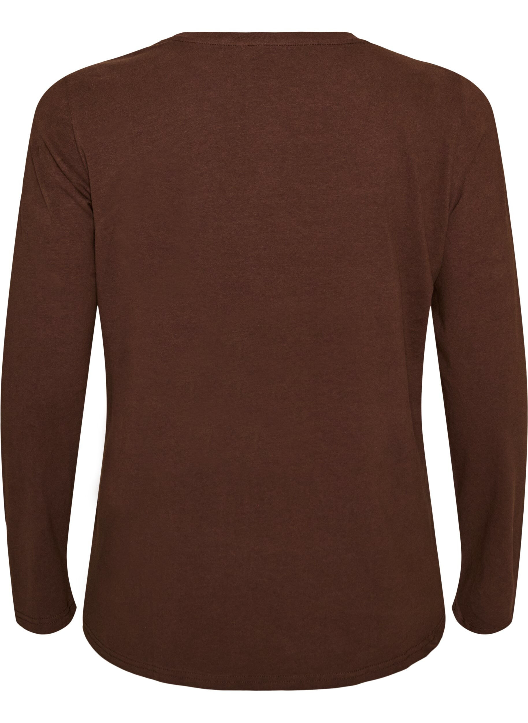ZizziBasis jerseybluse med lange &aelig;rmer, Brun, Packshot image number 1
