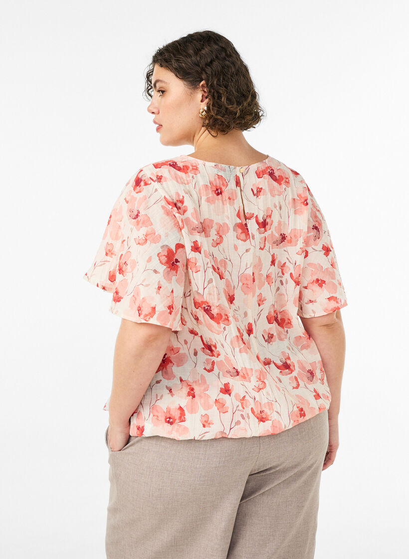 Bluse med ballonform og vinge&aelig;rmer, Orange, Model image number 1