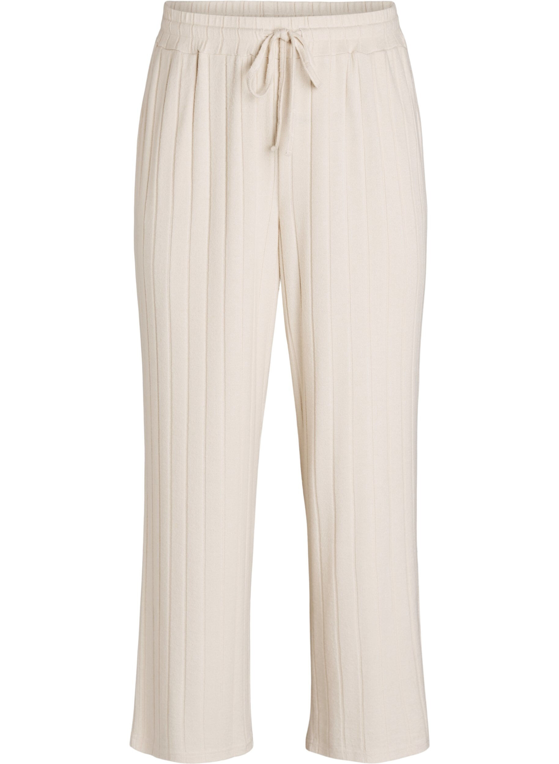 Loungebukser i ribbet jersey med h&oslash;j talje