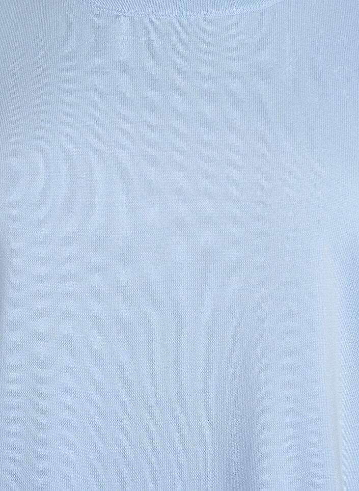 Finstrikket bluse med korte &aelig;rmer, Bl&aring;, Packshot image number 2
