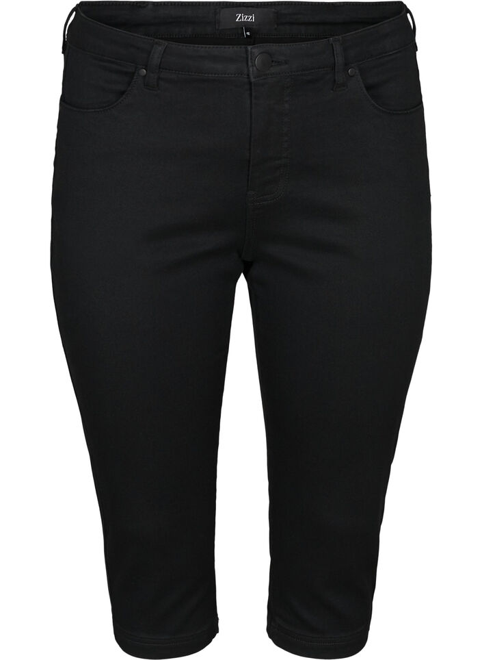 H&oslash;jtaljede Amy capri jeans med super slim fit, Sort, Packshot image number 0