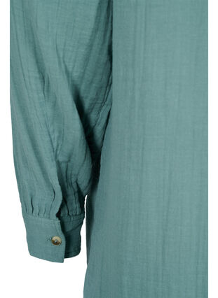 Lang bomulds skjorte med en klassisk  krave, Sagebrush Green, Packshot image number 3