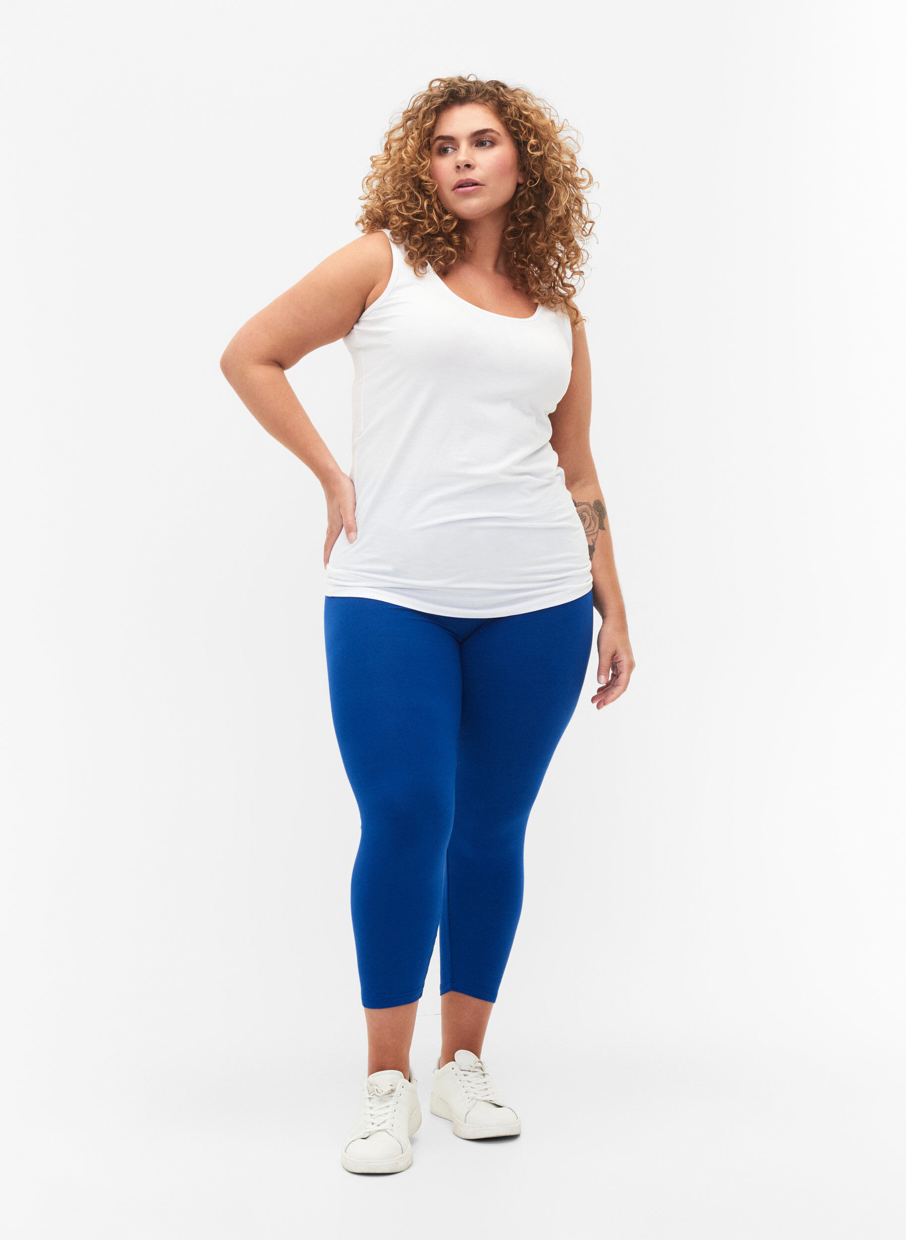 ZizziBasis 3/4 leggings i viskose, Bl&aring;, Model image number 1